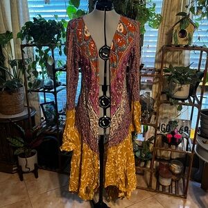 Colorful Bohemian Kimono with Yellow Accents